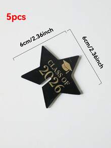 1个/5个2026届毕业班杯口装饰，黑色金色亚克力玻璃夹，星形毕业帽证书卷轴造型饮料杯装饰标签，2026毕业派对桌面装饰配件，毕业庆祝用品，优雅毕业典礼中心装饰品 - 多色 - 查看 16