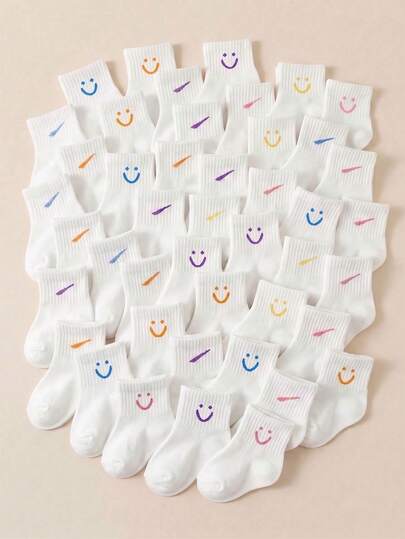 5/10/20 Pairs Soft Breathable Baby Crew Socks With Face & Heart Jacquard Patterns, Unisex Boys Girls Toddler Casual Sport Socks With Simple Everyday Style, Comfortable Stretchy Non-Binding Comfort Fit Socks, 0-36 Months For Spring Summer Daily Wear & Back To School, Baby Socks, Toddler Socks, Crew Socks, Socks, Heart Socks, Unisex Socks, Back To School Gift Kids Spring Summer Essentials