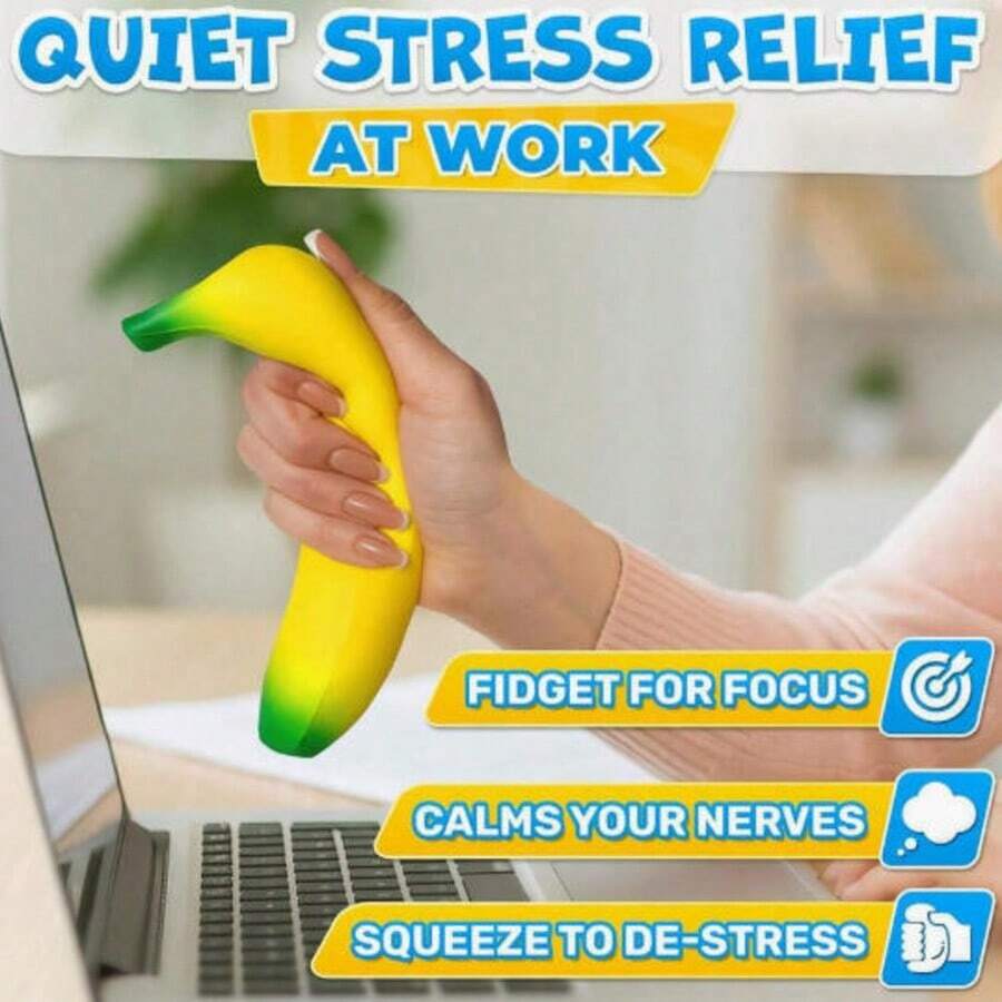 Soft Cute Banana Simulator, Slow Rebound Stress Relief Fruit Squeeze Toy, Fun And Stress-Relieving, Soft Plush Banana - A - View 1