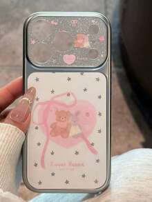 Cute & Healing Heart, Bow, Bear, Rabbit Design 17/17 Pro/17 Pro Max Phone Case, Full Coverage Protective Cover For IPhone 16/16 Pro Max, New Model - White - View 1