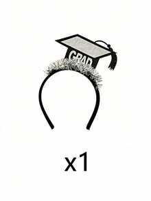 1个“毕业”学士学位帽发箍 - 这款装饰发箍上附有一个小巧的毕业帽，印有“毕业”字样并饰有流苏。这款独特的配饰是毕业照拍摄的完美道具。适合毕业季、主题派对、生日庆祝活动，也可作为收藏品、摄影道具、礼物或时尚配饰搭配服装。 - 均碼 - 查看 12
