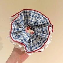 2026 New Korean Style Plaid Hair Tie Women, Versatile Hair Accessory - Dây buộc tóc kẻ caro xanh - Xem 8