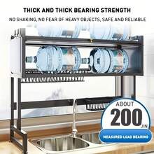 1 cái giá phơi bát đĩa nhiều tầng màu đen, giá phơi bát đĩa đa chức năng chống bụi, giá sắp xếp bồn rửa nhà bếp, giá đựng bát đĩa và đũa chống bụi trên mặt bàn, giá đựng đồ nhà bếp đa năng, khay đựng bát đĩa, giá đựng đồ dùng nhà bếp, phụ kiện nhà bếp, đồ dùng nhà bếp, nhẹ và dễ lắp ráp, bền và dễ lau chùi, tiết kiệm không gian và chống bụi, thích hợp để đựng và làm ráo bát đĩa, trợ thủ đắc lực cho việc sắp xếp và dọn dẹp nhà bếp, cũng có thể dùng làm quà tặng tân gia, quà tặng Ngày của Mẹ, quà tặng Ngày của Cha. - Xem 6