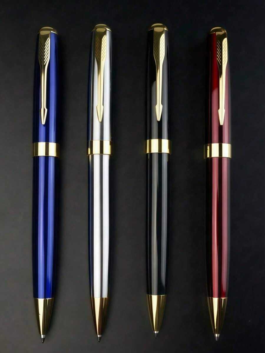 Metallkugelschreiber, schwarze Tinte, mittlere Spitze (0,5 mm), geschmeidiges Schreiben, nachfüllbar, Geschäftsgeschenk-Stift, Unterschriftenstift, unisex, geeignet für Büro-/Verwaltungsmitarbeiter, Premium-Metallstift, unverzichtbar für den Schulanfang - Mehrfarbig - Übersicht 1