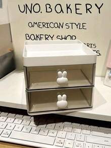 1pc Drawer-Style Plastic Desk Organizer, Multi-Functional Storage Box For Makeup Brushes, Lipsticks, Skincare Products - A - View 8
