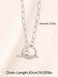 1件装不锈钢几何极简项链，男女皆宜，时尚简约链条项链，颈链饰品 - 項鍊 - 查看 4