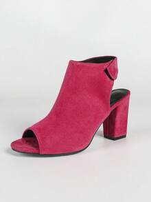 Women's Chunky Heel Sandals, Fashion Versatile Sandals - Hot Pink - View 8