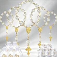 Bộ 90 hạt tràng hạt hình thánh giá và hoa hồng, bao gồm 30 vòng tay tràng hạt hình thánh giá và hoa hồng + 30 túi nhung + 30 hộp quà, thích hợp làm quà tặng lễ rửa tội, quà tặng tiệc lễ, quà lưu niệm kỷ niệm, quà tặng khách mời đám cưới, quà tặng lễ rước lễ lần đầu. - A - Xem 1