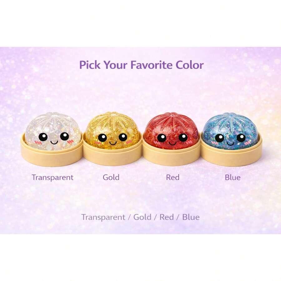 Glitter Dumpling Squishy Fidget Toy For Teens, Soft Squeeze Stress Relief Desk Toy For Study Breaks - Blue - 查看 1