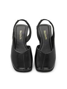 Women's Black Slingback Flat Shoe Macerata Square Toe Ballerina Style Elegant Comfortable  Ref: R-150 - màu đen - Xem 6