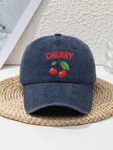 1件中性款 CHERRY 水果印花可調節軟頂棒球帽，戶外運動、海灘、休閒、街頭風、復古 - A - 查看 14