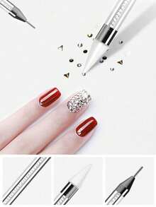 Caneta com Aplicação de Strass, Caneta com Aplicação de Strass/Cristal Dupla, Cabo com Contas de Cristal - Excelente Ferramenta de Decoração de Arte de Unhas DIY Encantos de Unhas - Multicolorido - Visão 6