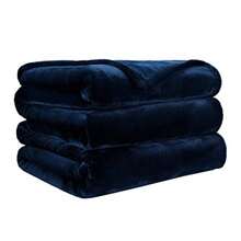 300GSM Fleece Blanket 220x240cm Queen Size Super Soft And Warm Flannel Throw For Bed Sofa Couch Travel Or Gift - Navy - View 8