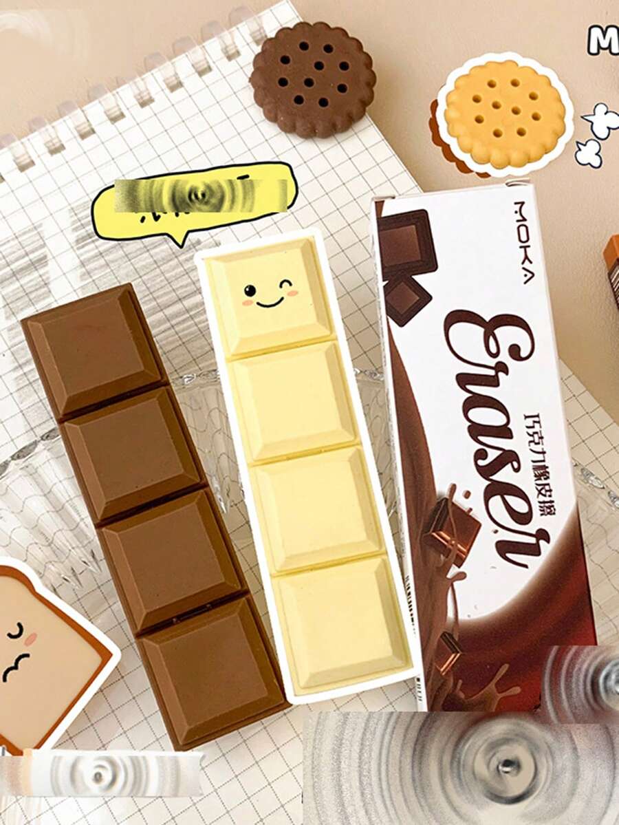 1PC Cute Creative Simulation Chocolate Eraser With Box Food Modeling Fun Student Stationery Exam Rewards School Supplies - Multicolor - View 1