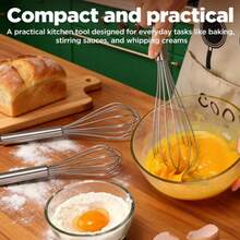 3pcs Stainless Steel Cooking Whisk Set, 8-Inch + 10-Inch + 12-Inch, Reinforced Balloon Whisk - Silver - View 9