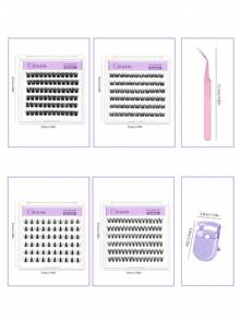 294PCS Lash Clusters Lashes, Self-Adhesive, Glue-Free Lashes, Gift Box(Mix 4 Types), Wispy Soft DIY Clusters Individual False Eyelashes, Easy To Wear, Reusable For Daily Makeuplash Clusters,Eyelash Clusters,Individual Eyelashes,Lashes,Fake Lashes - C - View 3