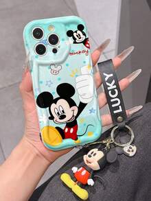 This Disney Mickey Mouse Lanyard Phone Case Is Fully Covered In TPU Material. It's Shockproof, Lightweight, And Compatible With IPhone17/16/11/13/15/15 Plus/15 Pro/15 Pro Max/12/14 Pro Max/11 Pro Max/12 Pro/12 Pro Max/13. This Phone Case Makes A Popular Birthday Gift Or Business Gift; It's Durable, Stain- And Fingerprint Resistant, And Suitable For Both Men And Women. The Set Also Includes A Mickey Mouse Phone Case And A Mickey Mouse Plush Bracelet. It's A Perfect Gift For Friends And Family. This Stylish Phone Case Is Fun, Lightweight, And Durable. IPhone17 Pro Max Phone Case, Minnie Mouse Phone Case. - trắng - Xem 3