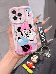This Disney Mickey Mouse Lanyard Phone Case Is Fully Covered In TPU Material. It's Shockproof, Lightweight, And Compatible With IPhone17/16/11/13/15/15 Plus/15 Pro/15 Pro Max/12/14 Pro Max/11 Pro Max/12 Pro/12 Pro Max/13. This Phone Case Makes A Popular Birthday Gift Or Business Gift; It's Durable, Stain- And Fingerprint Resistant, And Suitable For Both Men And Women. The Set Also Includes A Mickey Mouse Phone Case And A Mickey Mouse Plush Bracelet. It's A Perfect Gift For Friends And Family. This Stylish Phone Case Is Fun, Lightweight, And Durable. IPhone17 Pro Max Phone Case, Minnie Mouse Phone Case. - trắng - Xem 3