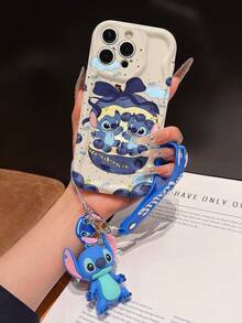 Disney Has Authorized, Phone Case - Chain Set, The Stitch Lilo & Stitch Phone Case Plus A Silicone 3D Or Fluffy Style Stitch Bracelet With Metallic Ring Removable Bracelet, Stitch And Angel Pattern, Compatible With Iphone 17/16/15/14/13/12/11/XS/XR/X Plus Pro Max, Wavy Design Phone Case For Girl, A Stylish Cartoon Summer Phone Case, The Perfect Gift Choice, Phone Protection, Durable Phone Cover, Great Gift For Friends And Family - Màu trắng kiểu A - Xem 6