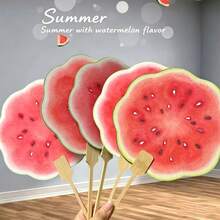 Creative Watermelon Fruit Hand Fan, Thick Summer Cooling Decorative Fan, High-Quality Handheld Folding Fan, Artistic Fruit-Themed Fan, Portable Summer Gift, Large Size Refreshing Fan, Durable Hand-Held Fan, Literary Style Fan - Multicolor - View 8