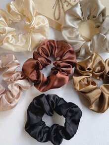 6 Stück Satin Haargummis, 3,35 Zoll Durchmesser, Satin Material, einfache und elastische Pferdeschwanzhalter Haargummis Haargummis, Haaraccessoires - Verschiedenfarbig - Übersicht 3