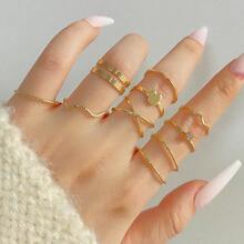 VKME Set de 9 anillos de onda de amor de material de cumplimiento de metal de lujo - XH92816841 - Ver 2