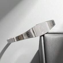 1pc Adjustable Stainless Steel Engraved Virgin Mary Bangle Bracelet, Daily Wear Gift For Men - Silver - View 1