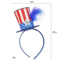 1pc 4th Of July Headband, Hat Shaped Party Decoration - Multicolor - View 5