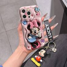 This Disney Mickey Mouse Lanyard Phone Case Is Fully Covered In TPU Material. It's Shockproof, Lightweight, And Compatible With IPhone17/16/11/13/15/15 Plus/15 Pro/15 Pro Max/12/14 Pro Max/11 Pro Max/12 Pro/12 Pro Max/13. This Phone Case Makes A Popular Birthday Gift Or Business Gift; It's Durable, Stain- And Fingerprint Resistant, And Suitable For Both Men And Women. The Set Also Includes A Mickey Mouse Phone Case And A Mickey Mouse Plush Bracelet. It's A Perfect Gift For Friends And Family. This Stylish Phone Case Is Fun, Lightweight, And Durable. IPhone17 Pro Max Phone Case, Minnie Mouse Phone Case. - 白色 - 查看 6