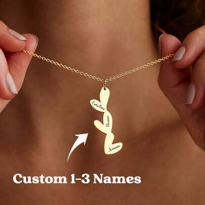 Custom Multiple Heart 1-3 Names Necklace, Engraved Name Necklace, Family Name Necklace, Mothers Necklace, Birthday Gift For Mom, Grandma