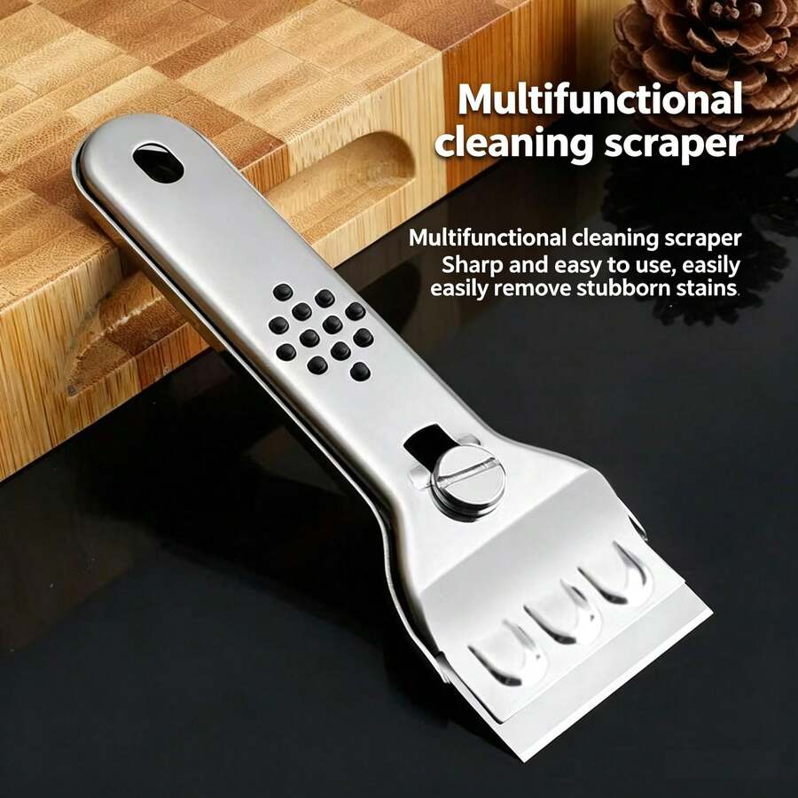 Stainless Steel Multi-Function Scraper Blade, Tile Flat Scraper, Floor Glass Glue Remover, Kitchen Refrigerator Cleaning Tool, Stove Tile Stain Removal Replacement Blade, Stainless Steel Ice Scraper - A - View 1