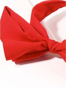 1pc Leopard Print Bow Headband, Suitable For Going Out, Family And Friends, Autumn/Winter Hairband - Red - View 3