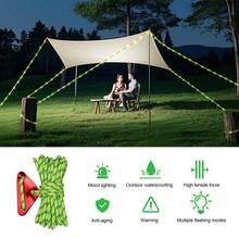 1pc Outdoor Solar Powered Sunshade Tent Reflective Windproof Rope Light, Night Safety Reflective Rope Light For Sunshade Tent, Thickened Outdoor Camping Tent Windproof Rope Light, Fixed Rope, Reflective Rope, Outdoor Clothes Drying Rope, Sunshade Net, Rainproof - A - View 10