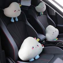 1pc Cute Cloud Shaped Fabric Neck & Waist Pillow, Car Interior Decor - Multicolor - View 12