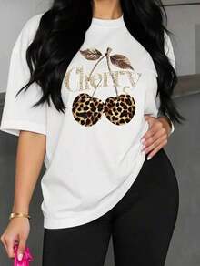 Short-Sleeved T-Shirt With Cherry Print - Blanco - View 5