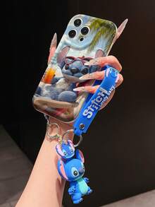 Disney Has Authorized, Phone Case - Chain Set, The Stitch Lilo & Stitch Phone Case Plus A Silicone 3D Or Fluffy Style Stitch Bracelet With Metallic Ring Removable Bracelet, Stitch And Angel Pattern, Compatible With Iphone 17/16/15/14/13/12/11/XS/XR/X Plus Pro Max, Wavy Design Phone Case For Girl, A Stylish Cartoon Summer Phone Case, The Perfect Gift Choice, Phone Protection, Durable Phone Cover, Great Gift For Friends And Family - Màu trắng kiểu A - Xem 3