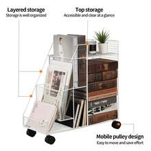 Compact Rolling Iron Storage Cart Under Desk Organiser For Home Office - White - View 4