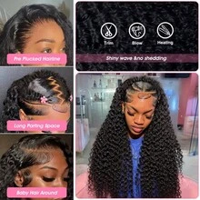 Wear And Go Glueless Human Hair Wig 13x4 HD New Upgraded No Glue Deep Wave Lace Front Wigs Human Hair Pre Plucked Wet And Wavy Lace Front Wig Human Hair For Women With Baby Hair Natural Black Color - Natural Black - Xem 8