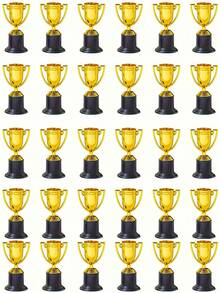 1/2/6/12pcs Mini Gold Plastic Trophy, Elegant Gold Plastic Trophy Set, Small Award Trophy With Black Base, Suitable For Competitions, Costume Parties And Celebrations - Gold - View 21