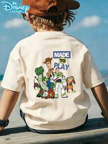 [Disney Licensing]A Short-Sleeved T-Shirt Suitable For Boys, With Characters From "Toy Story" Printed On The Front. It Is Perfect For Use As A Gift For Any Occasion. - 杏色 - 查看 3