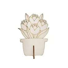 Children's Laser Engraved Wooden Flower Decor, Kindergarten Coloring Painting White Wooden Flower Pot - 1PC - View 8