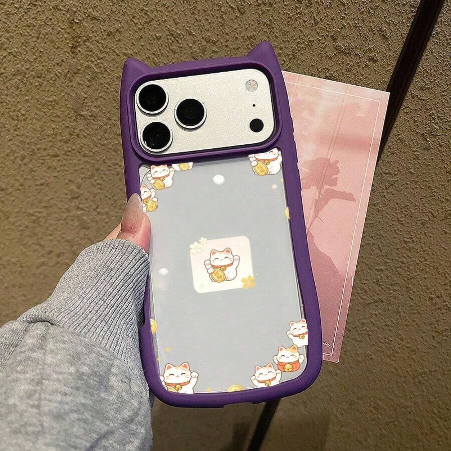 スマホケース  猫耳デザイン  全面保護 耐衝撃 傷防止 カメラレンズ保護 17pro Max/17pro/17/11/12/13/14/15/15Pro/15PluS/15Pro Max/16/16Pro/16PluS/16Pro Max/MIN/X/XR 対応 シンプルおしゃれ インスタ映え 大人上品 プレゼント - 紫色 - チェックする 1