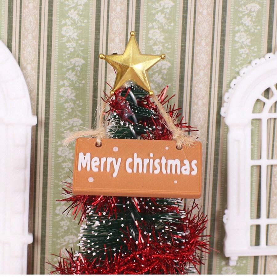 1:12 Dollhouse Miniature Christmas Sign Decor, Farm House Scene Model, Mini Christmas Decoration Accessories, Doll House Rural Props, Countryside Style Holiday Decor, Miniature Scene Building Accessories, Photography Backdrop Decor, DIY Shooting Props, Miniature Model Scenery - Multicolor - View 1