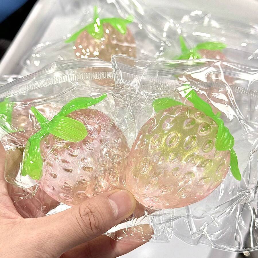 草莓麦芽味挤压减压球，可爱粉色软萌玩具，软萌指尖玩具 - 1PC - 查看 1