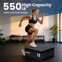 Caja pliométrica suave apilable y ajustable – Plataforma de espuma segura para HIIT, gimnasio en casa, step ups, entrenamiento de fuerza – Construcción robusta – 4 pulgadas - 12 pulgadas - Ver 3