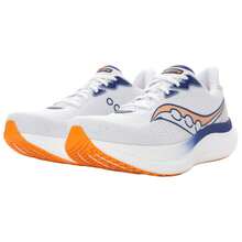 Saucony Triumph Victory 23 Low Top PWRRUNPB Training Long Distance Running Sprint Running Shoes Men's White White/Azurite - White/Blue Copper Ore - View 3