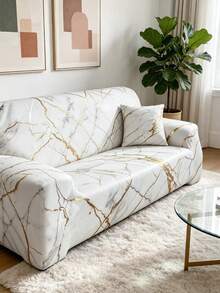 1 件印花经典沙发套和 1 个配套枕套，现代简约风格，弹性透气涤纶全包覆式沙发套，适用于客厅，四季皆宜 - 彩色 - 查看 7
