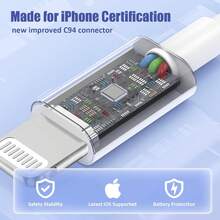 3-Pack PD Fast Charging Cable, 6.6FT Compatible With IPhone 14 13 12 11 Pro Max XS XR X 8 Plus, Padded, USB C To Lightning Cable - White - View 6