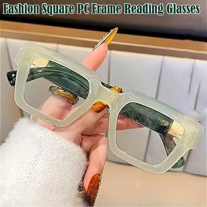 New Large Frame Reading Glasses Reader For Women Ladies Fashion Candy Color Square Clear PC Lens Eyeglasses Reading Glasses +1.0-+4.0