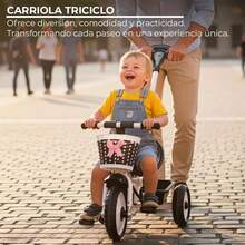 Triciclo Bicicleta Juguete Infantil con Cesta y Cajuela Color Azul - Caqui - Ver 3
